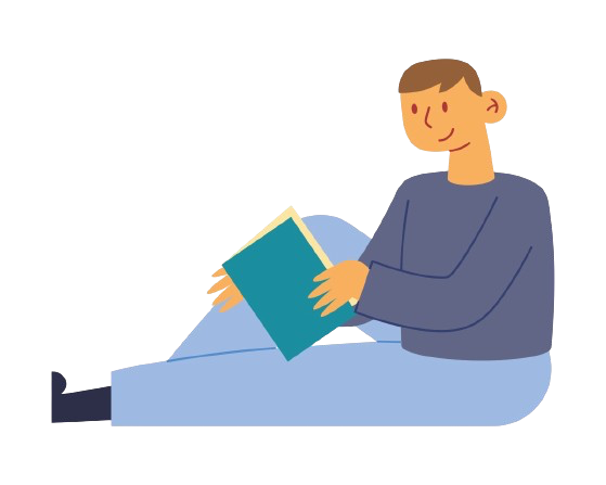 Man reading a book of proverbs while seated