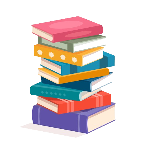 Image of books stacked by themes